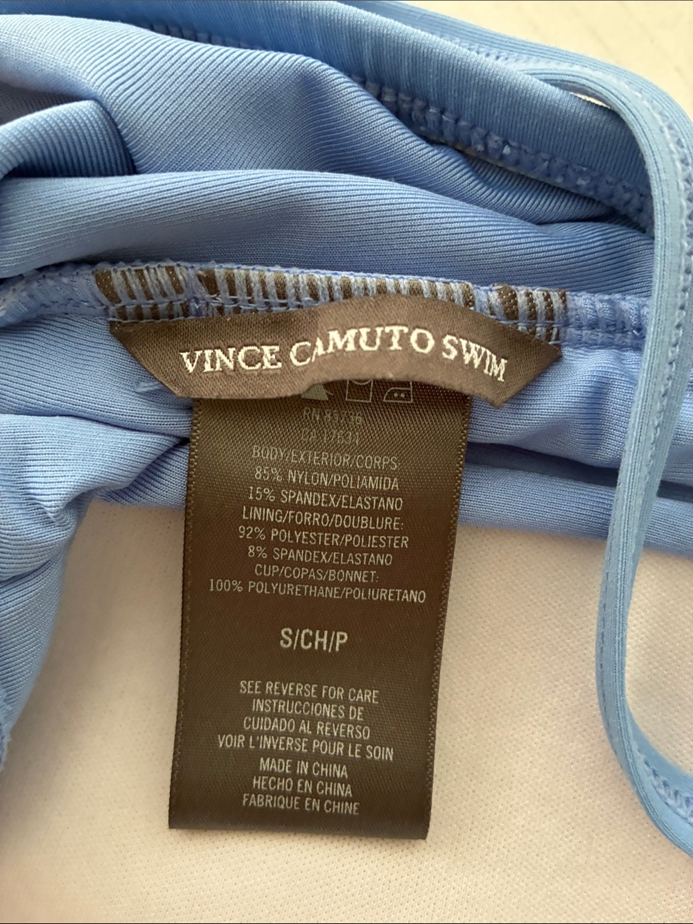Vince Camuto Draped Swimsuit Set Tankini SZ S Blue - Picture 7 of 9